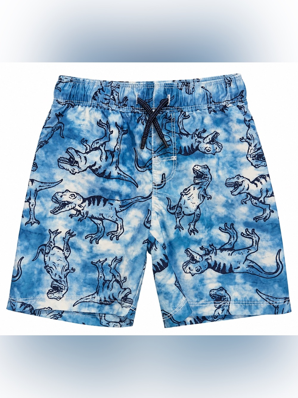Old Navy Boys 3T Blue Dinosaur Swim Trunks T-Rex Tie Dye Board Shorts